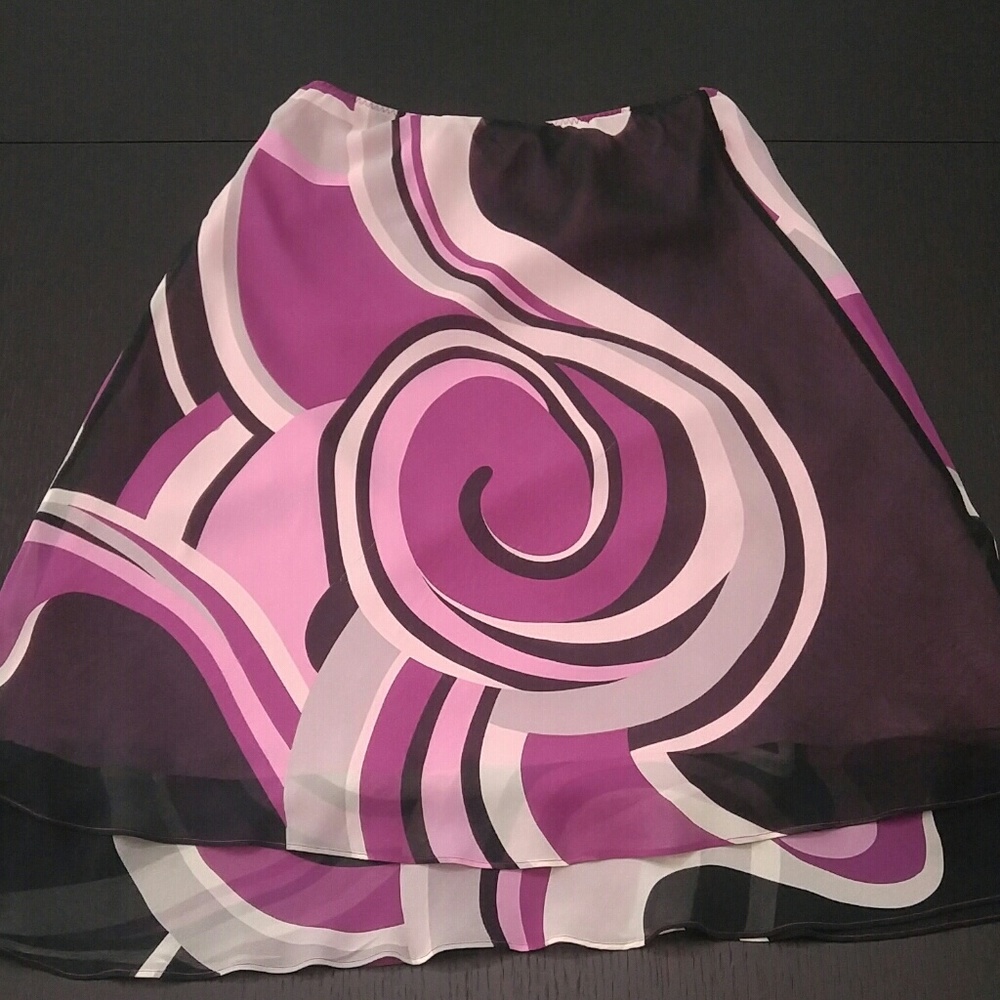 Express silk skirt US S pink multi - Picture 1 of 4